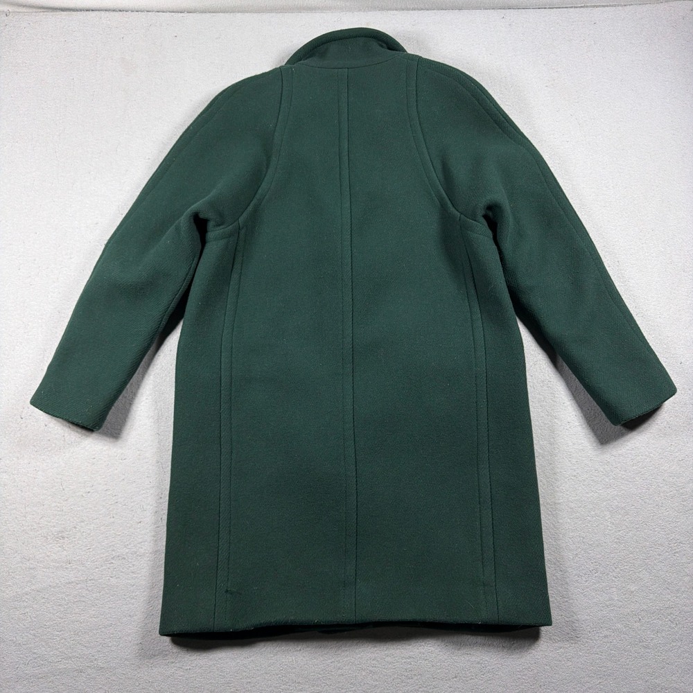 J Crew Stadium Cloth Coat Women 2 Nello Gori Wool Zip Hunter Green Quiet Luxury - Picture 9 of 10
